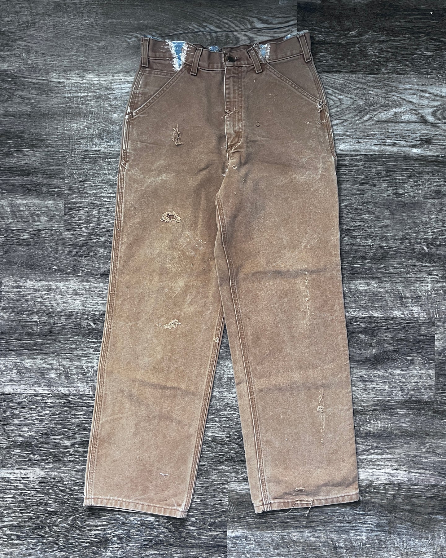 1990s Carhartt Tan Repaired Carpenter Pants - Size 31 x 29