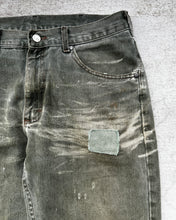 Load image into Gallery viewer, 1990s Lee Distressed and Repairs Olive Jeans - Size 34 x 30
