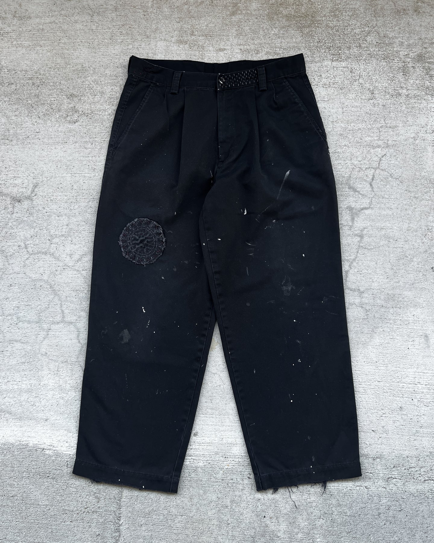 1980s Heavily Repaired Black Chino Work Pants - Size 30 x 26