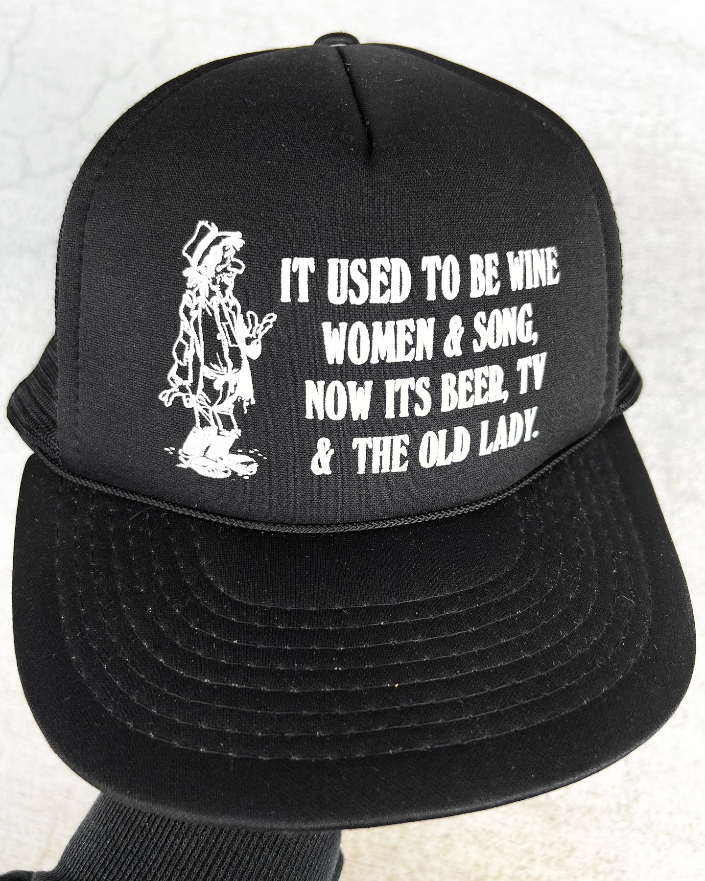 1980s Beer, TV, and The Old Lady Snapback Trucker - One Size