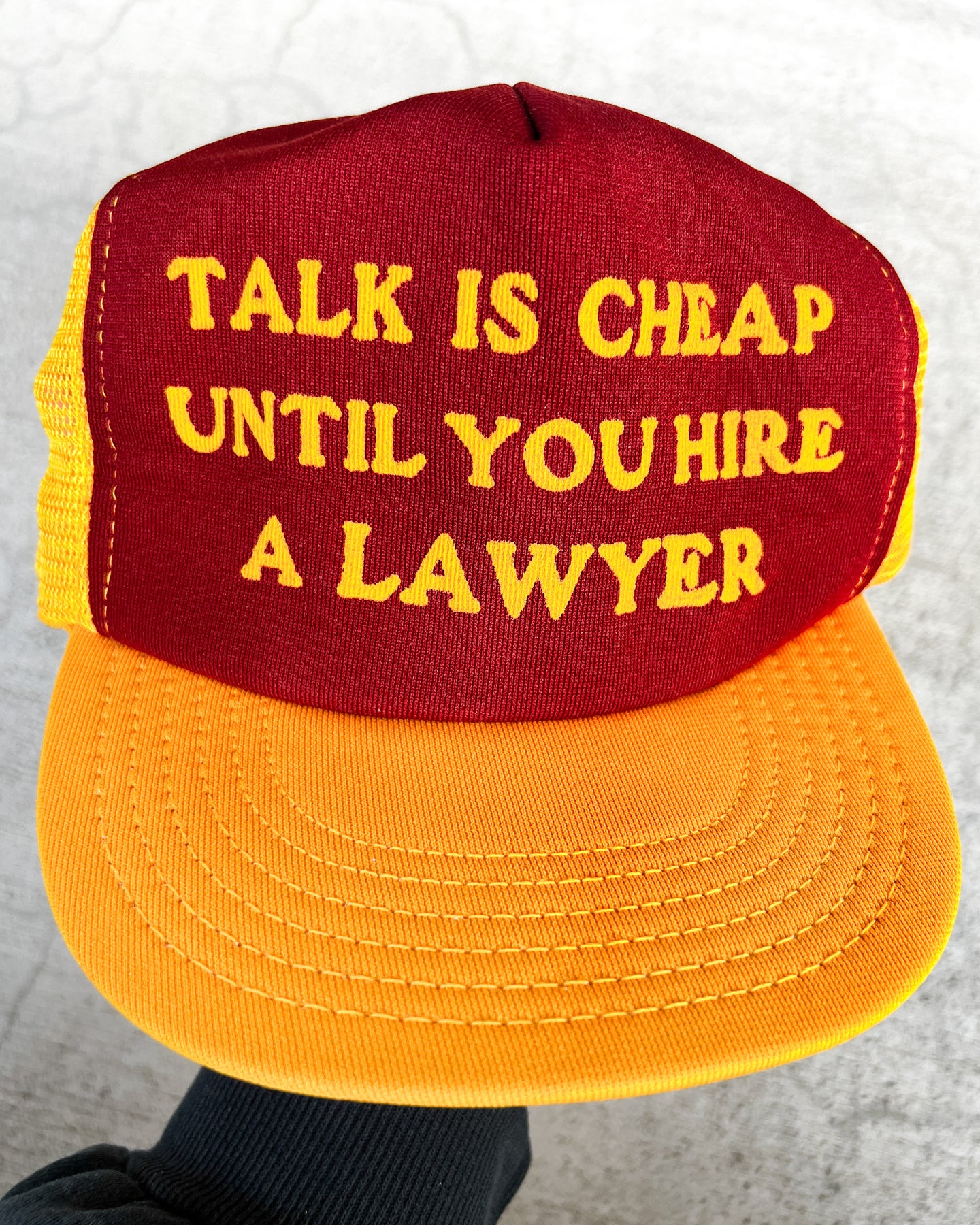 1980s Talk Is Cheap Snapback Trucker Hat - One Size