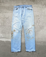 Load image into Gallery viewer, 1990s Levi&#39;s Light Wash Thrashed and Stained 501 - Size 34 x 31

