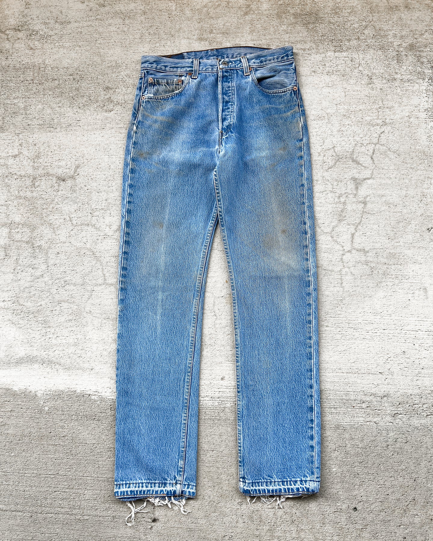 1990s Levi's Mid Wash Dirty 501 with Detached Hem - Size 31 x 33