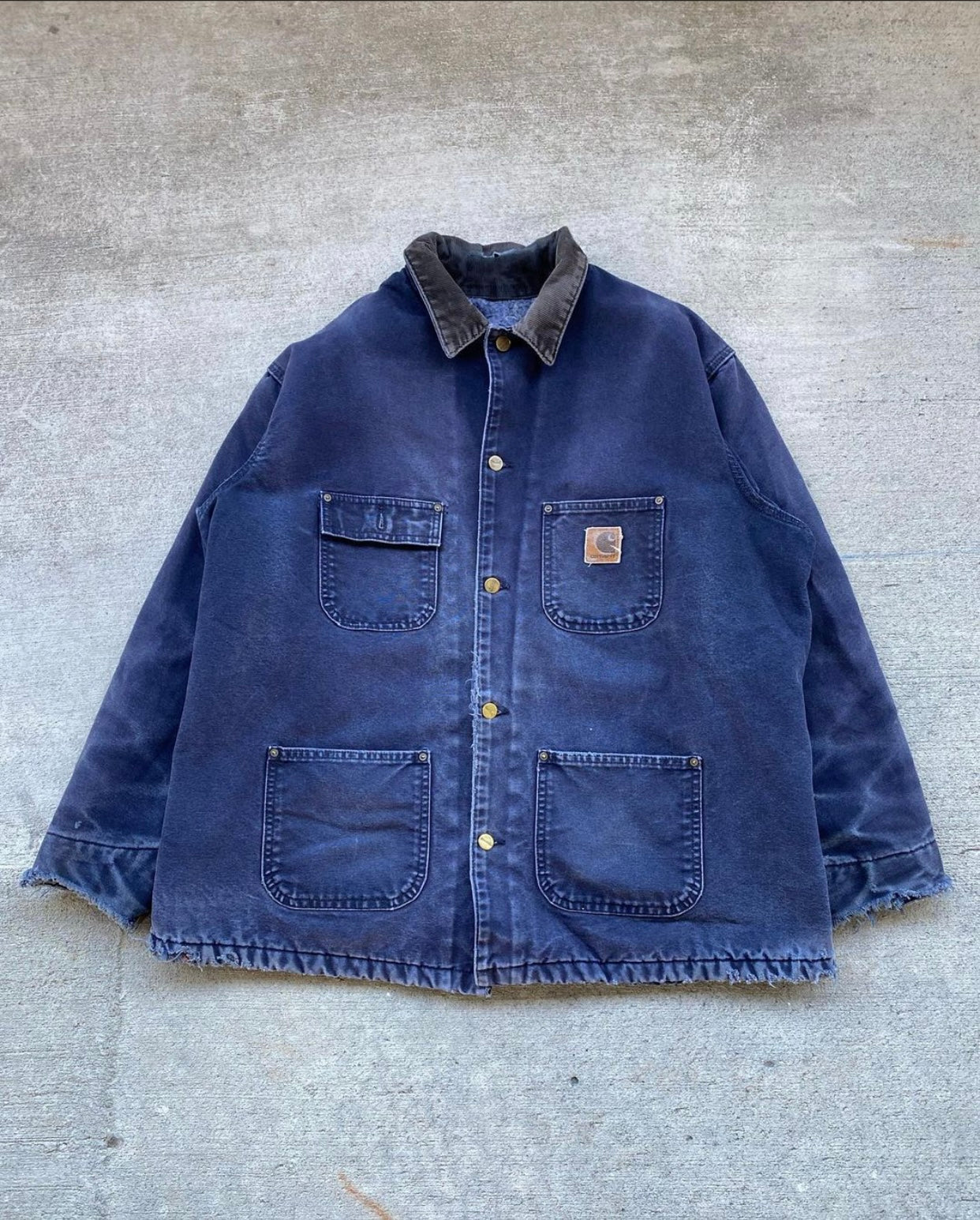 1990s Sun Faded Carhartt Chore Coat Jacket - Size X-Large