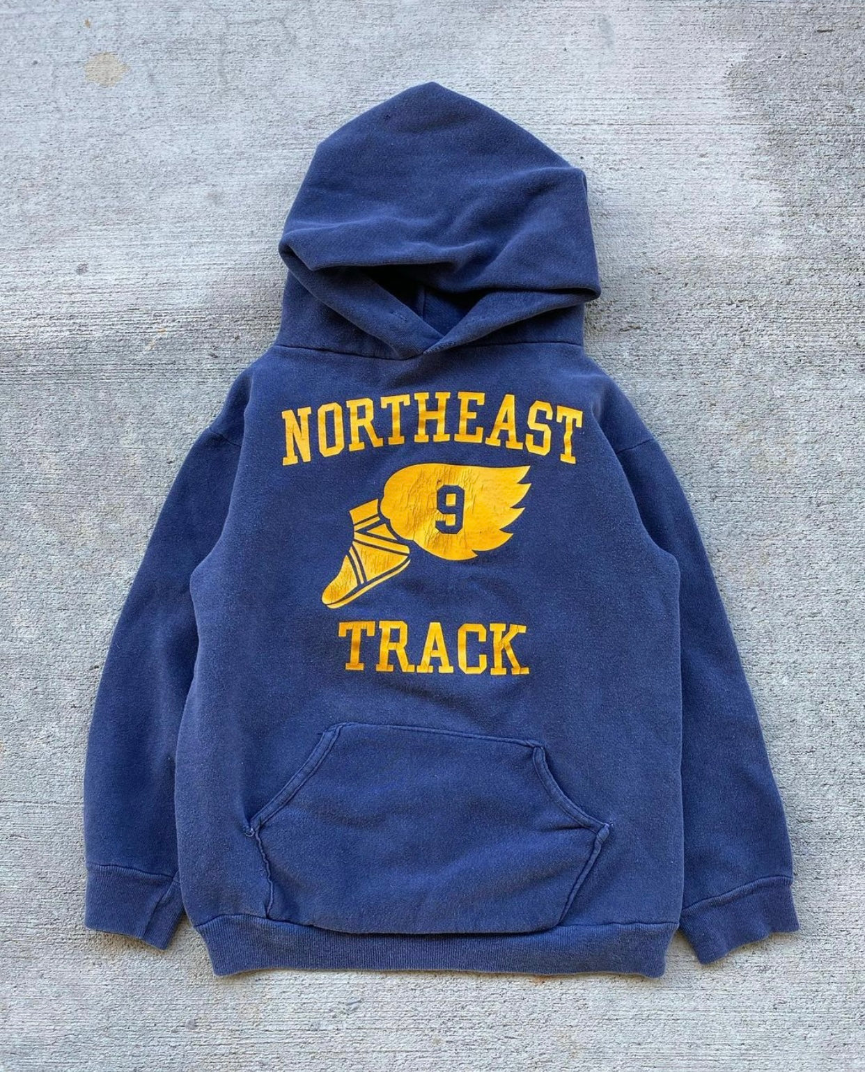 1970s Northeast Track Faded Russell Hoodie - Size Small