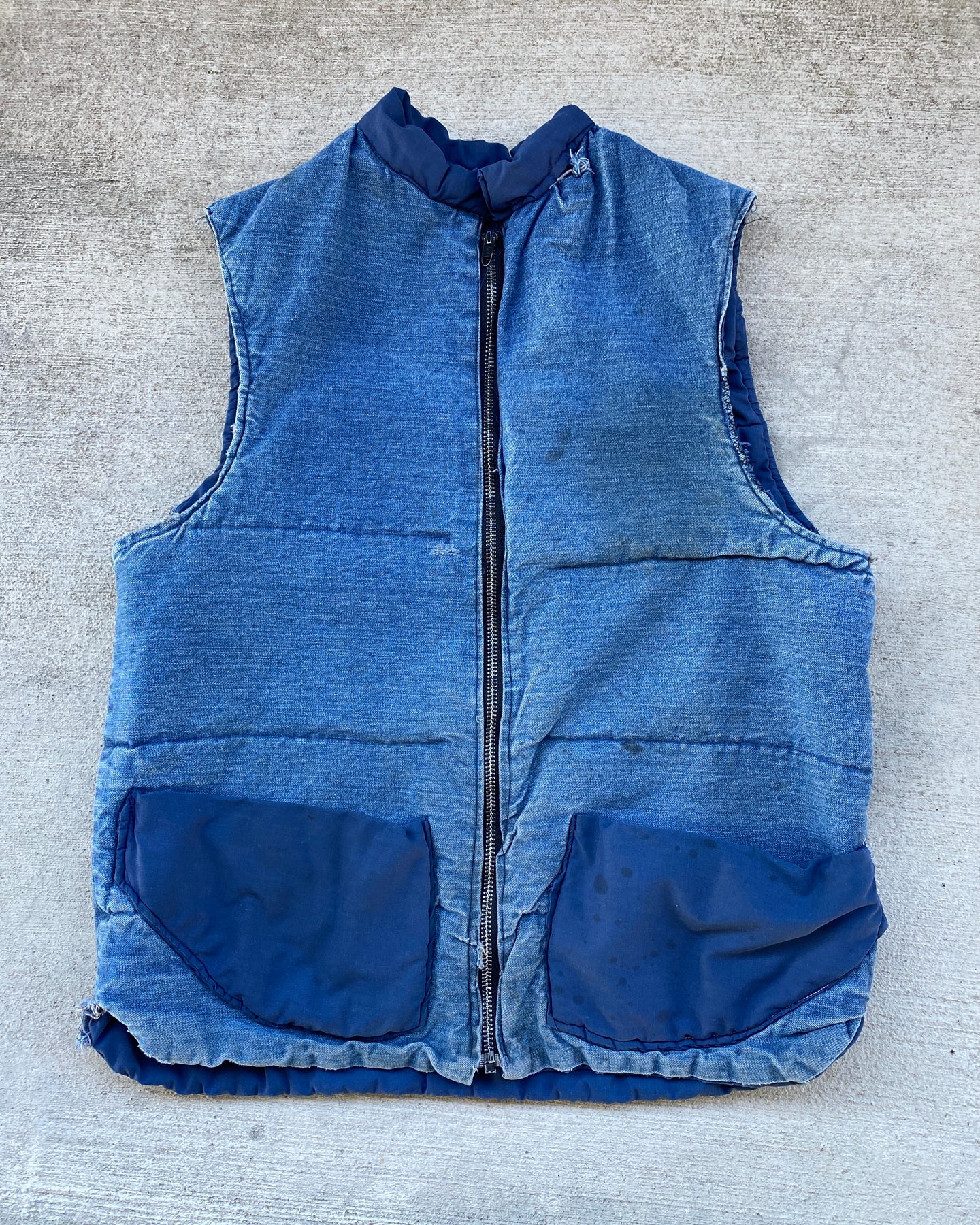 1990s Reversible Denim Puffer Vest - Size Medium