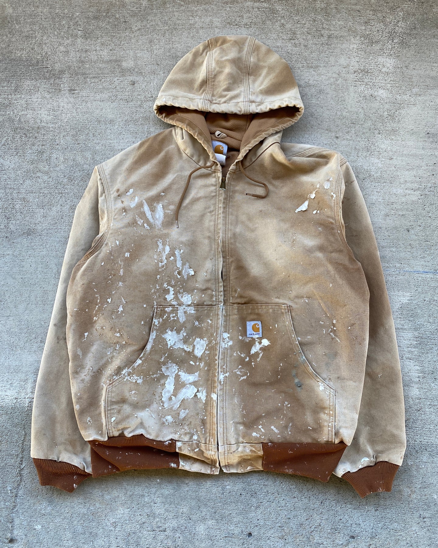 1990s Carhartt Sun Faded Plaster Distressed Work Jacket - Size X-Large