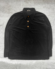 Load image into Gallery viewer, 1970s Black Velour Long Sleeve Button Down - Size X-Large
