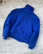 Load image into Gallery viewer, 1980s Cable Knit Royal Blue Zip Up Sweater - Size Large
