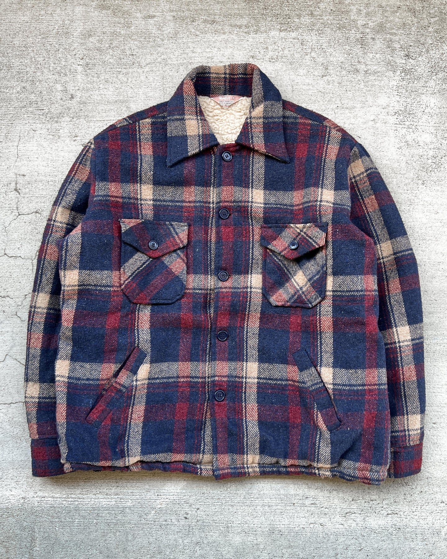 1980s Sherpa Lined Wool Flannel - Size X-Large