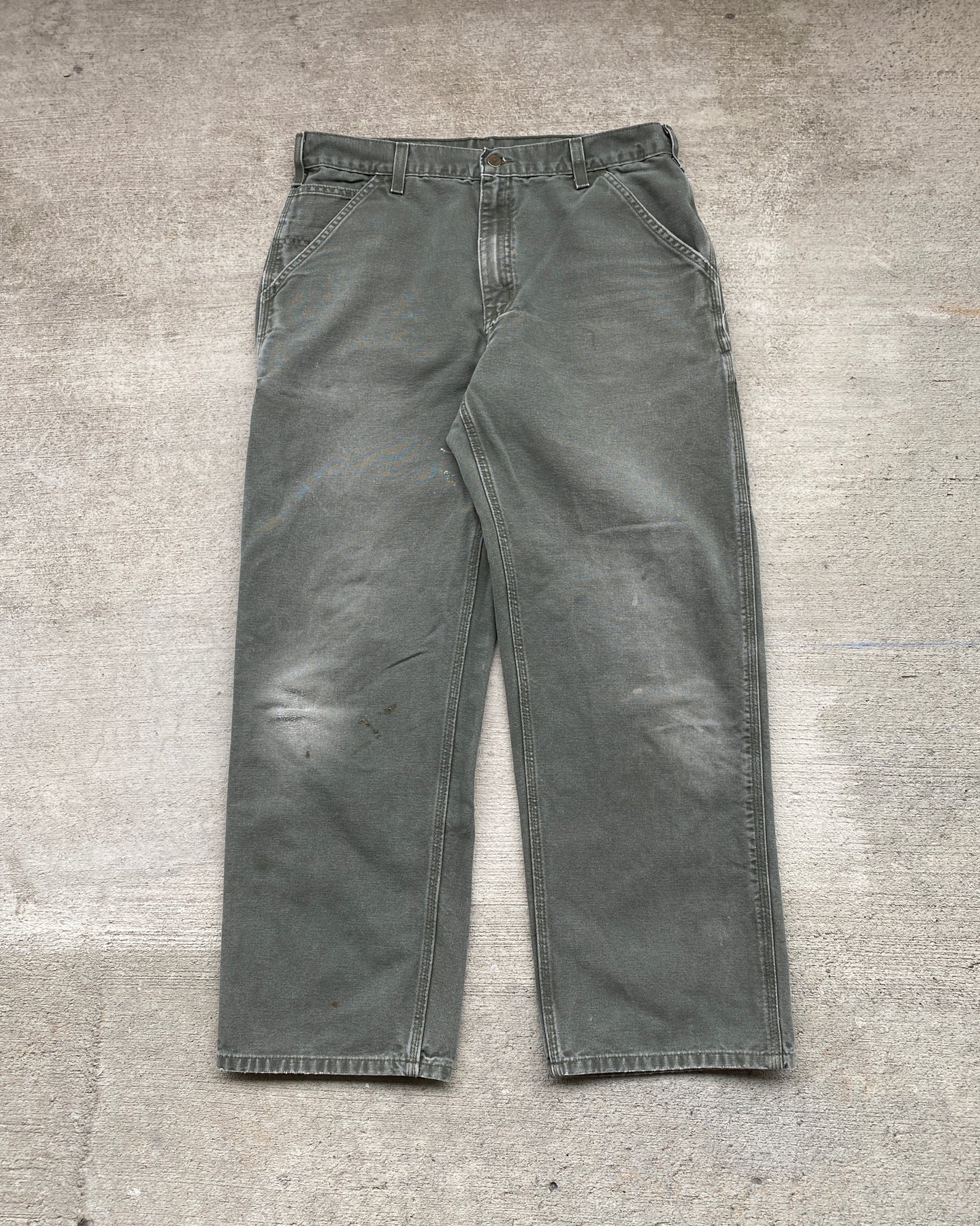 1990s Carhartt Moss Green Carpenter Pants - Size 34 x 31