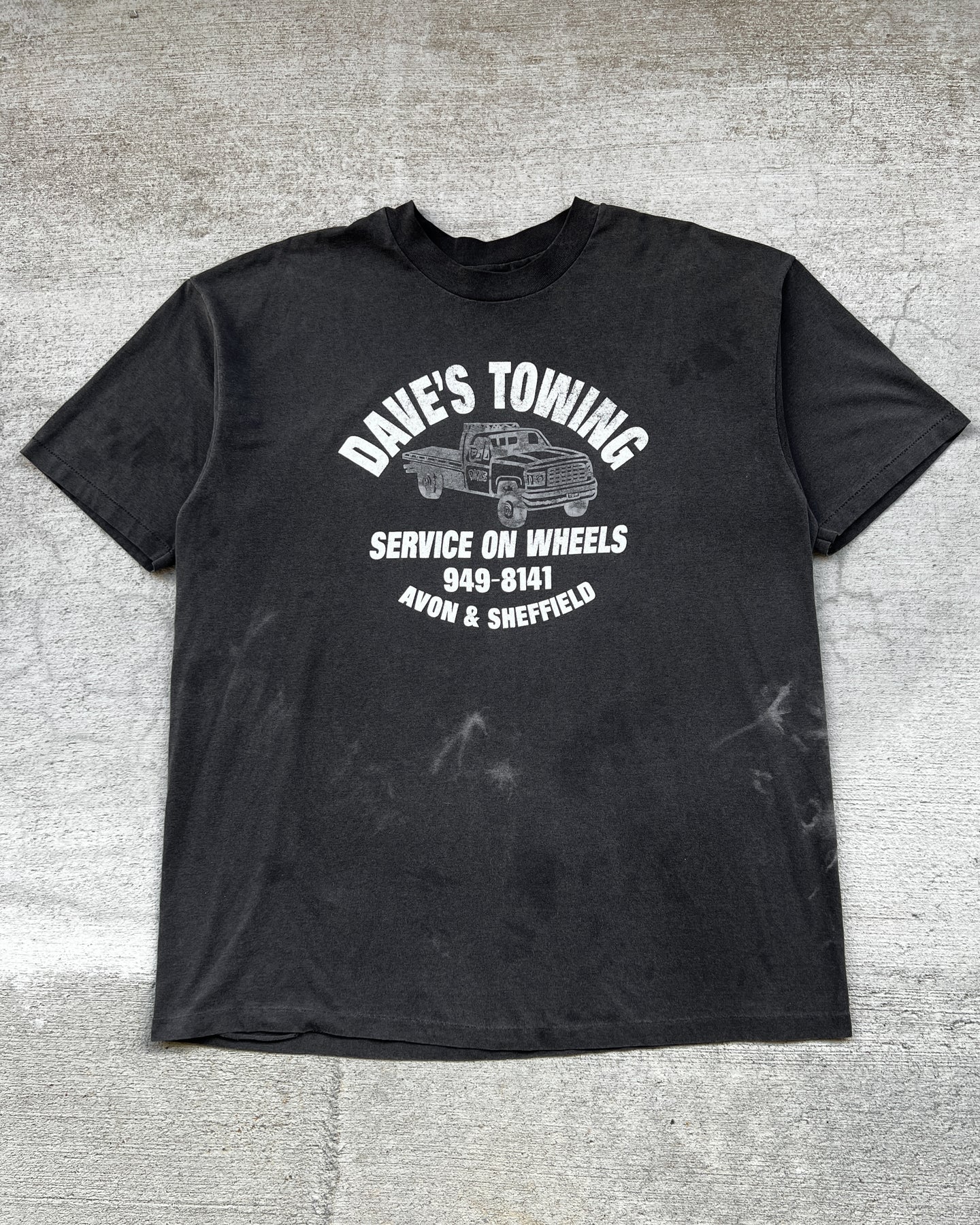 1990s Dave's Towing Sun Faded Single Stitch Tee - Size XX-Large