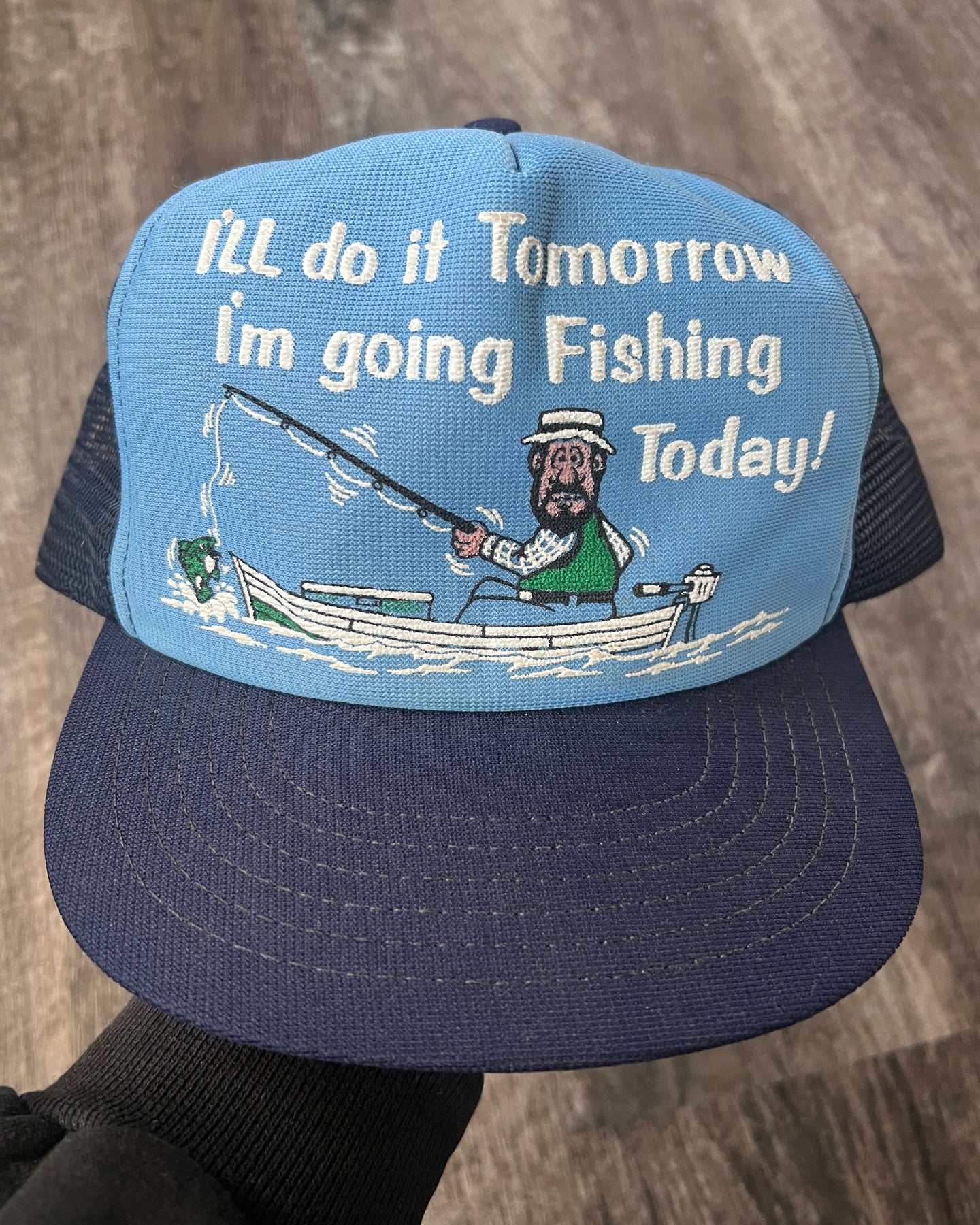 1980s I'm Going Fishing Today Trucker Hat - One Size