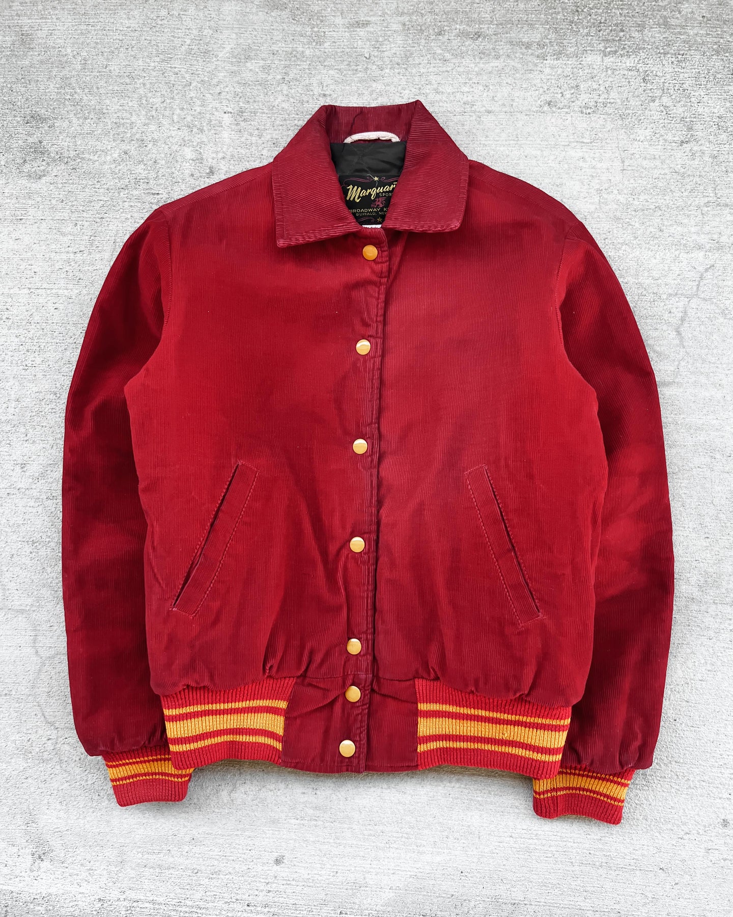 1990s Blank Corduroy Red Varsity Jacket - Size Medium