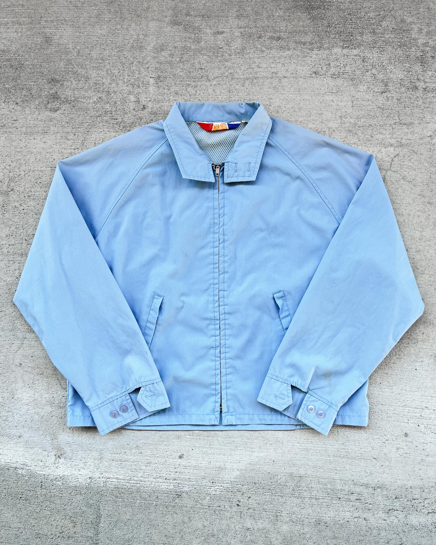 1980s Baby Blue Raglan Cut Harrington Jacket - Size Large