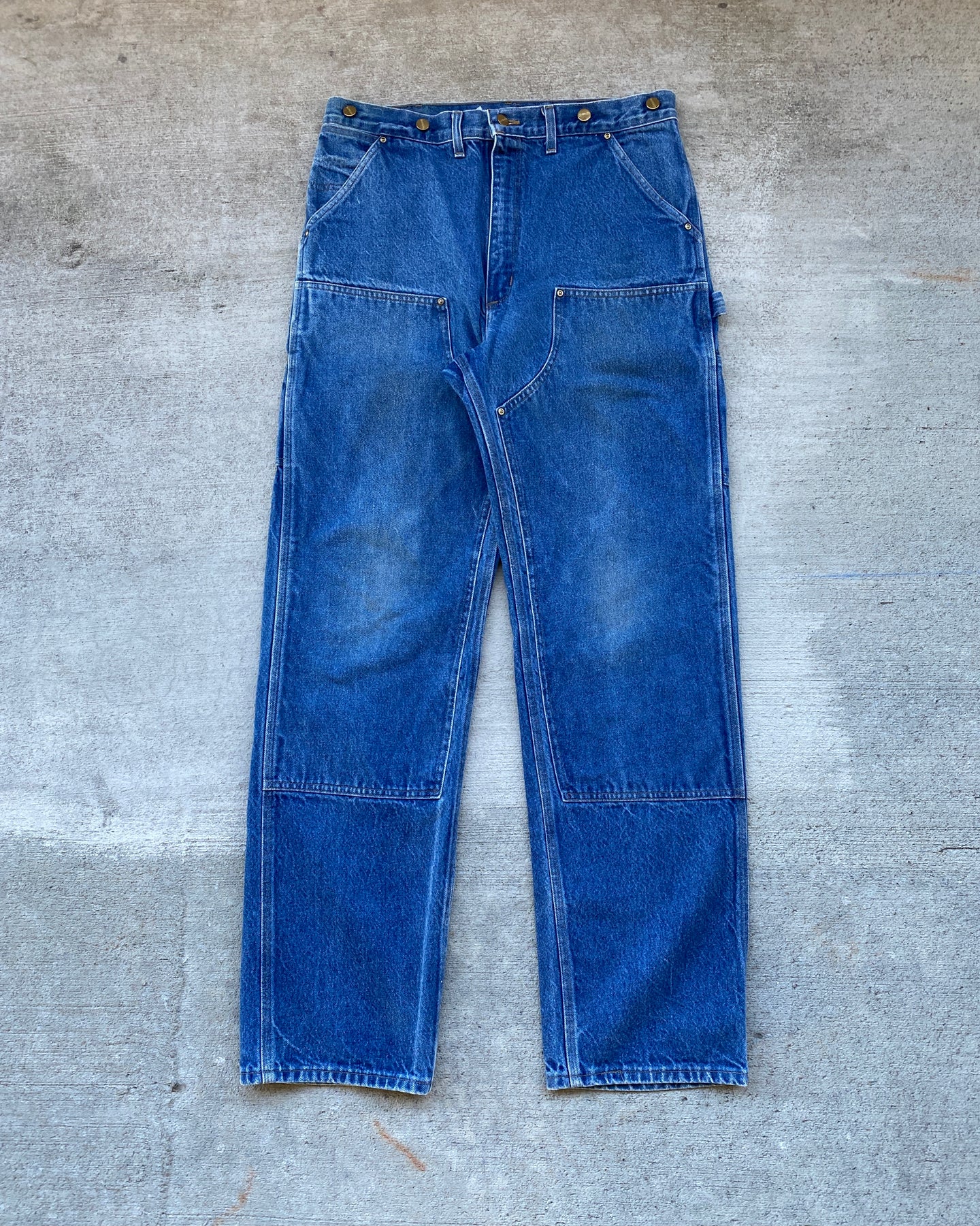 1990s Carhartt Indigo Wash Double Knee Denim Jeans - Size 34 x 34
