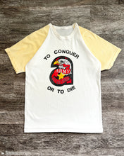 Load image into Gallery viewer, 1970s To Conquer or to Die Raglan Cut Single Stitch Tee - Size Medium
