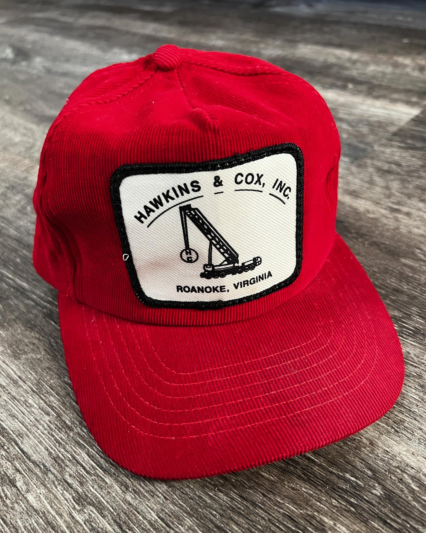 1990s Hawkins and Cox Red Corduroy Hat - One Size