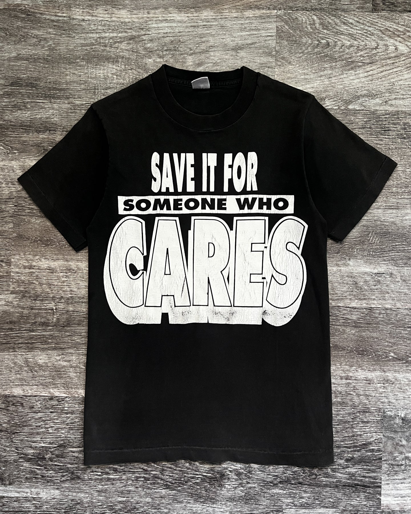 1990s Save It For Someone Who Cares Faded Single Stitch Tee - Size Small