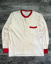 Load image into Gallery viewer, 1970s Long Sleeve Red Ringer Single Stitch Pocket Tee - Size Large
