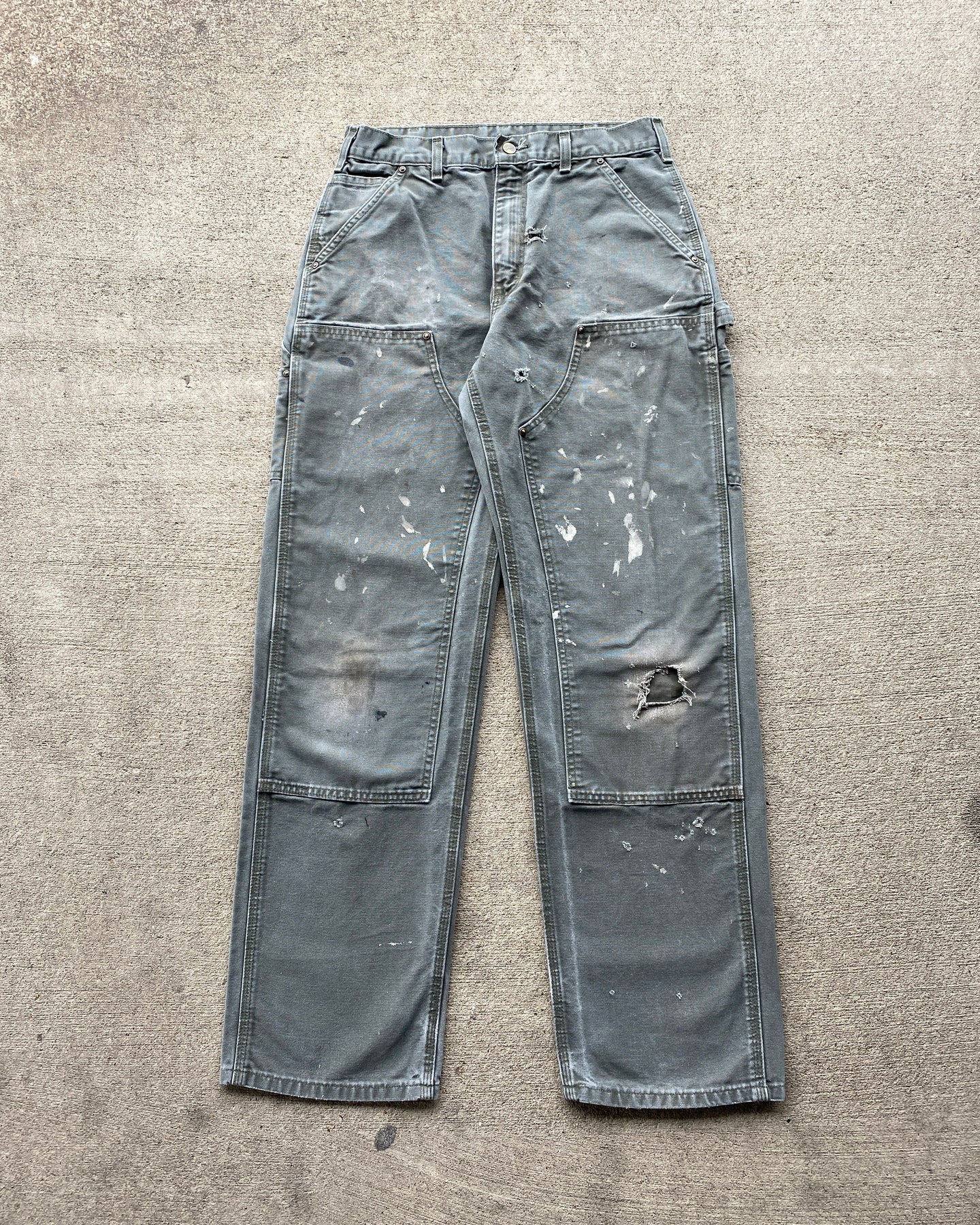 1990s Carhartt Painter's Moss Green Double Knee Pants - Size 32 x 34