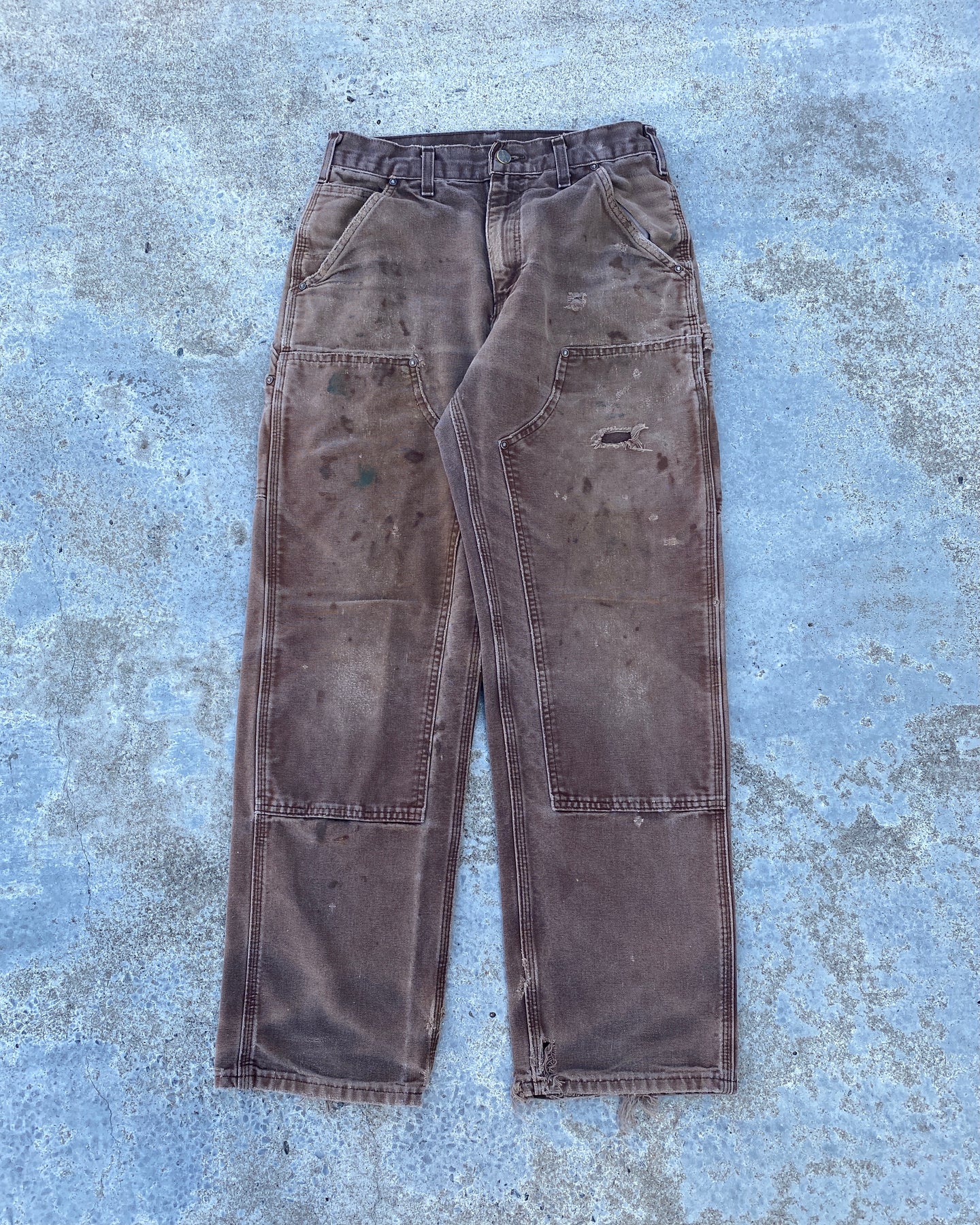 1990s Carhartt Thrashed Double Knee Pants - Size 29 x 30