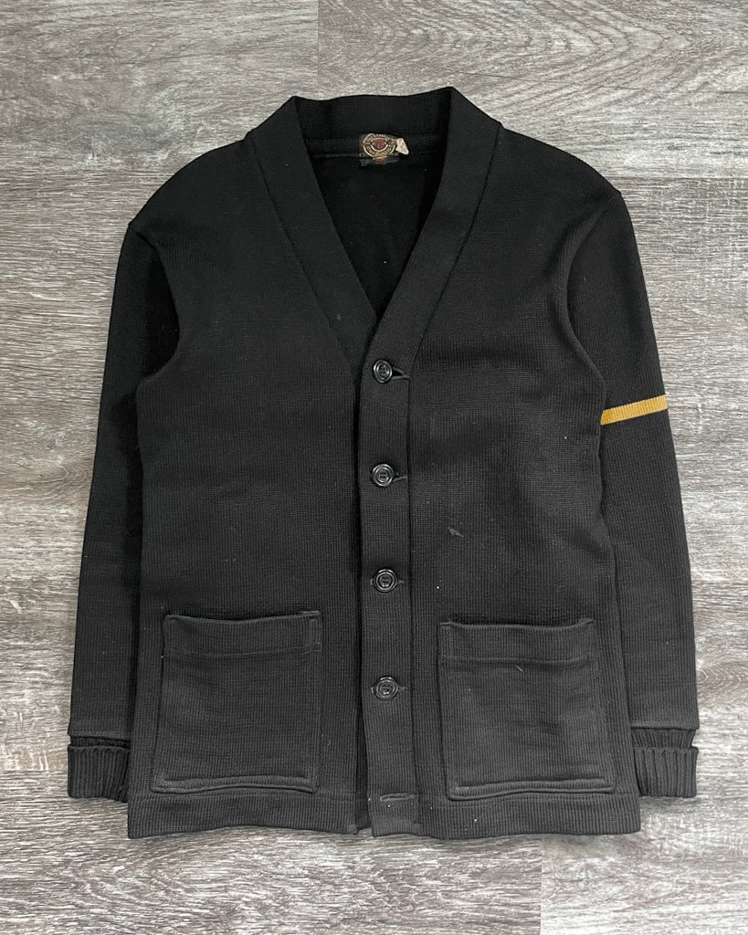 1950s Black Varsity Cardigan - Size Small